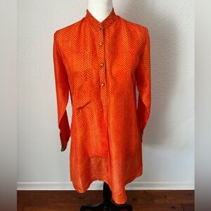 Roberta Roller Rabbit Vibrant Orange Patterned Silk Dress
